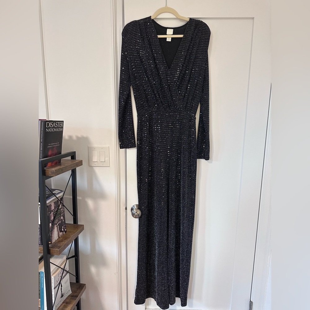 H&M Shimmering Black Long Sleeve Dress